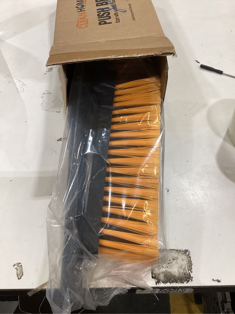 Condition photo showing Good Condition for 24”Push Broom Brush for Floor Cleaning with 65” Long Handle and Stiff Bristles, Heavy Duty Brush for Shop, Deck, Garage, Concrete,Indoor and Outdoor Broom,Orange 1
