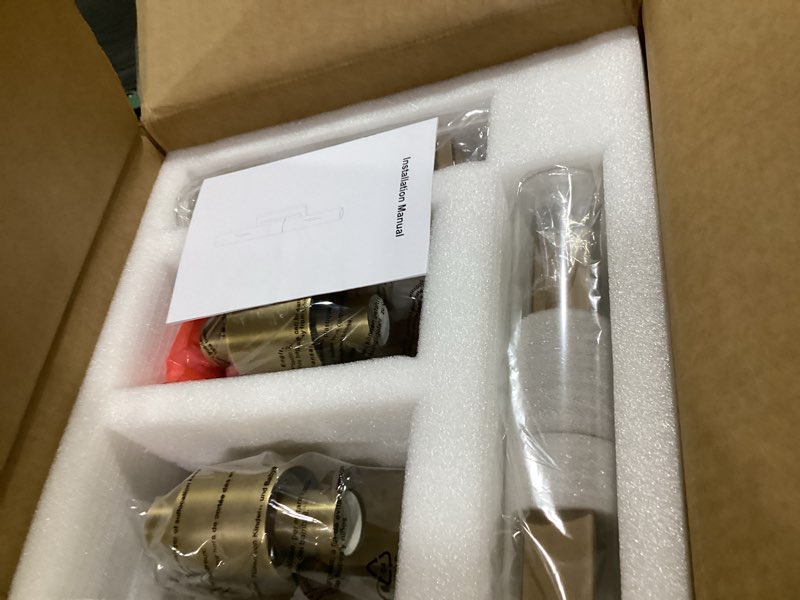 Condition photo showing New/Like New for gold wall sconces set of two, brass 22.8" sconces wall lighting,bathroom vanity lights with clear glass shade for mirror, living room, bedroom, hallway, fireplace, staircase?including bulb? 1-gold-2pack