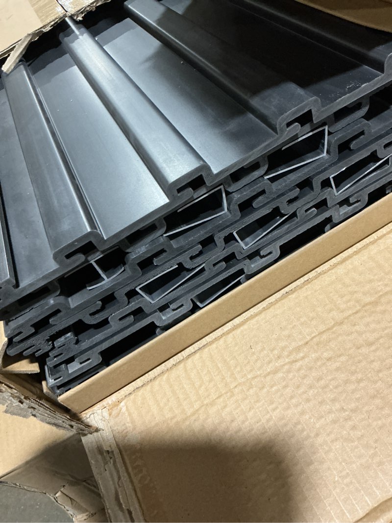 Condition photo showing Good Condition for possibly used aking ace slatwall panel garage organizer pvc slatwall heavy duty wall mounted rack, interlocking slat wall panels for tool organization peg board (black 8x4 ft)