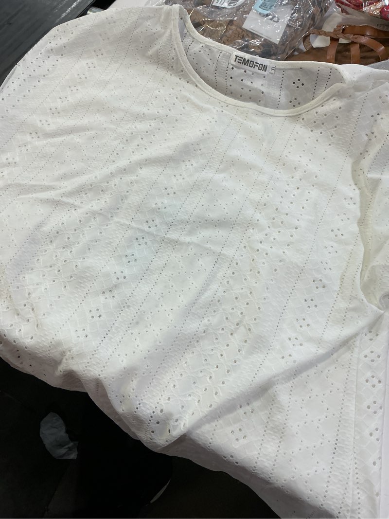 Condition photo showing Good Condition for temofon womens tops eyelet embroidery summer spring crewneck casual short sleeve blouse trendy t shirts for womens clothes trendy shirts tunic tops xl