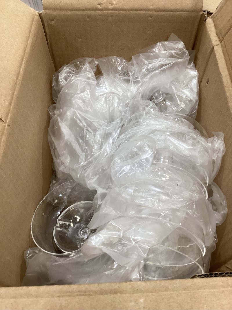 Condition photo showing As Is for 50 pcs champagne tower glasses, 5 oz disposable martini and champagne glasses plastic, plastic coupe glasses, disposable champagne glasses for weddings & parties