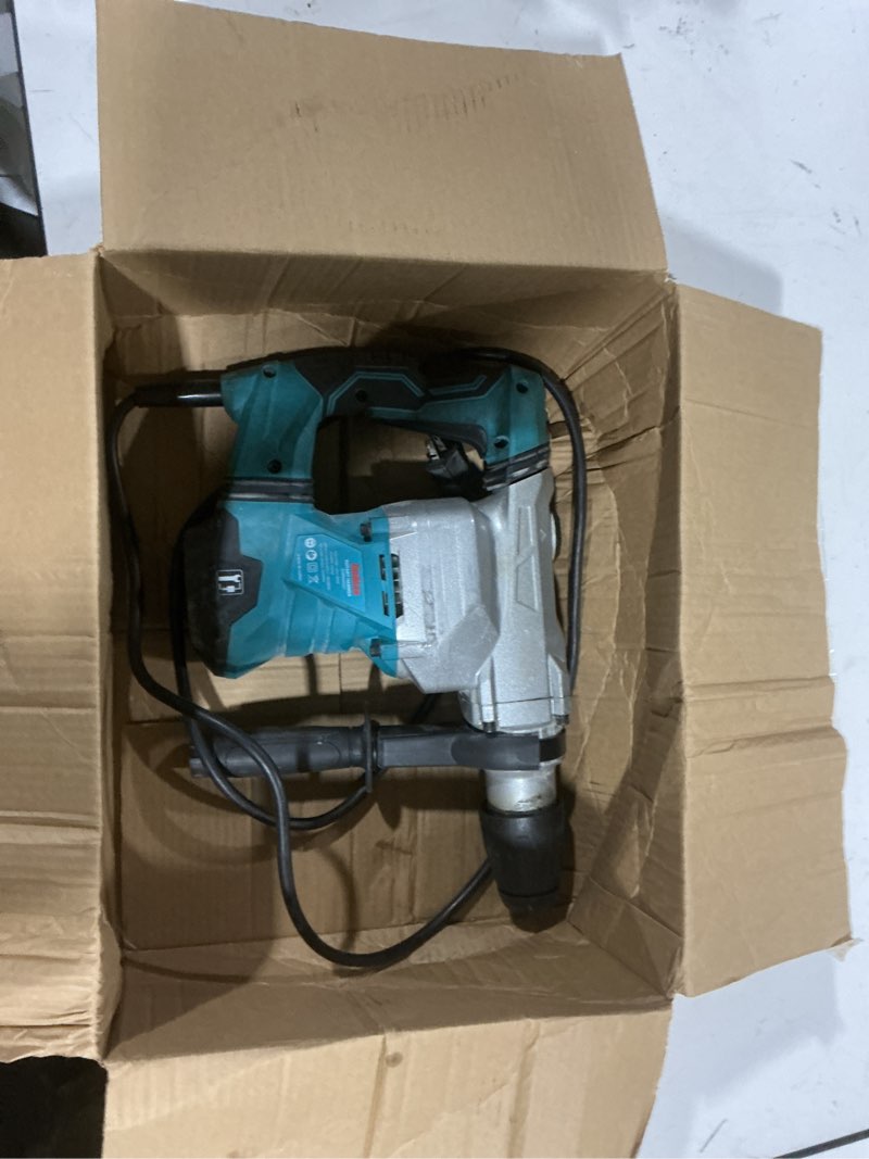 Condition photo showing As Is for eneacro sds-max heavy-duty rotary hammer drill 9 ft.lbs, 3 functions with safety clutch & vibration control 1-9/16" drilling capacity in concrete– includes chisel, drill bit, and tool bag
