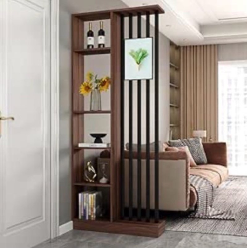 Floor to Ceiling Room Divider with Shelves – Freestanding Partition Screen, Industrial Style Room Divider Furniture for Bedroom, Office (Walnut, 31.5" L x 9.5" W x 79.5" H) Walnut 31.5"L x 9.5"W x 79.5"H