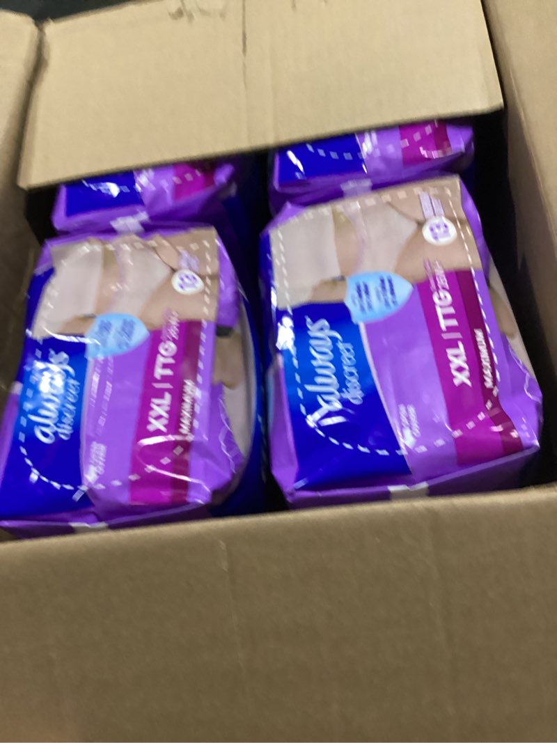 Condition photo showing New/Like New for Always Discreet Adult Incontinence Underwear for Women and Postpartum Underwear, XXL, Up to 100% Bladder Leak Protection, 52 Count (4 Packs of 13) 2X-Large 52