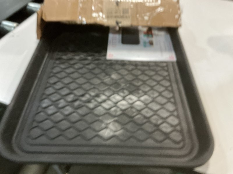 Condition photo showing New/Like New for ottomanson 15" x 30" multi-purpose boot tray – waterproof shoe & pet feeding spill tray, litter box & pee pad holder, painting & planting mat, 1.2" raised edge floor protection a black tray - 15" x 30"