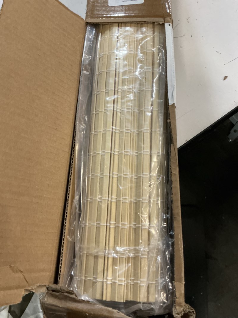 Condition photo showing Good Condition for lazblinds cordless bamboo roman shades, privacy window treatment, roll up bamboo blinds for windows, 46'' w x 60'' h privacy-dp-natural 46'' w × 60'' h