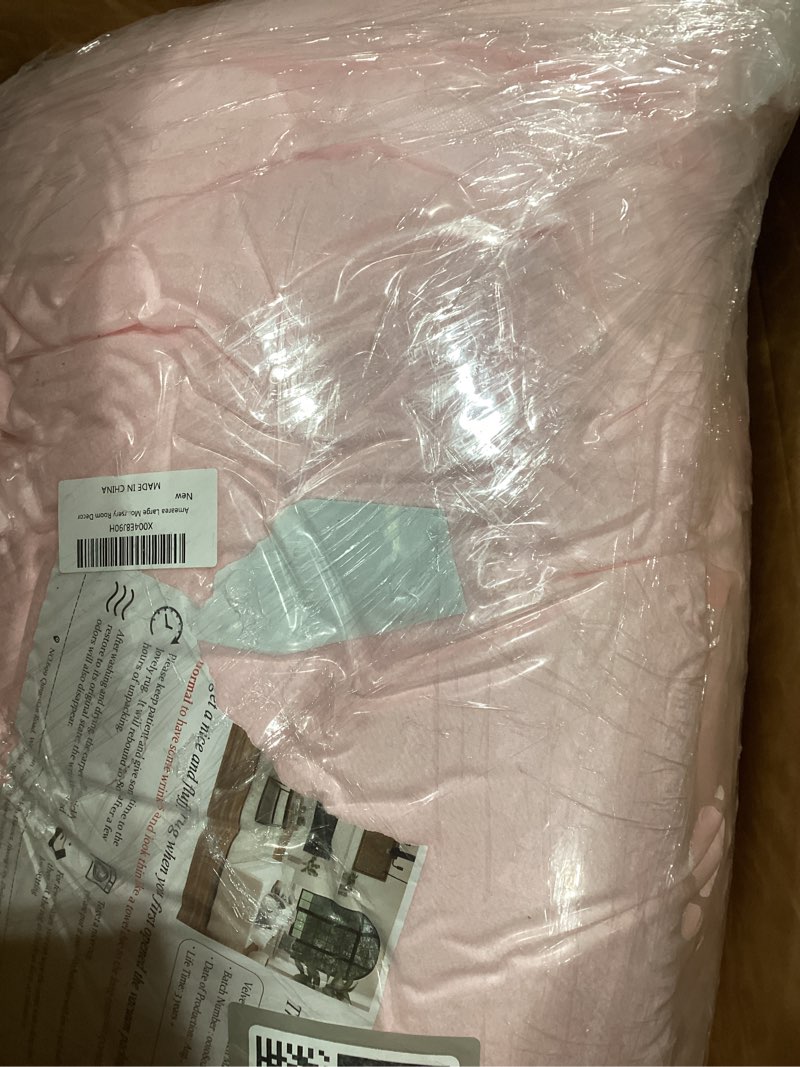 Condition photo showing Good Condition for amearea large modern area rugs for bedroom living room, 6x9 feet pink thickened memory foam rug, fluffy indoor washable rugs non slip minimalist carpet for boys girls dorm nursery room decor 6' x 9' (rectangular) pink