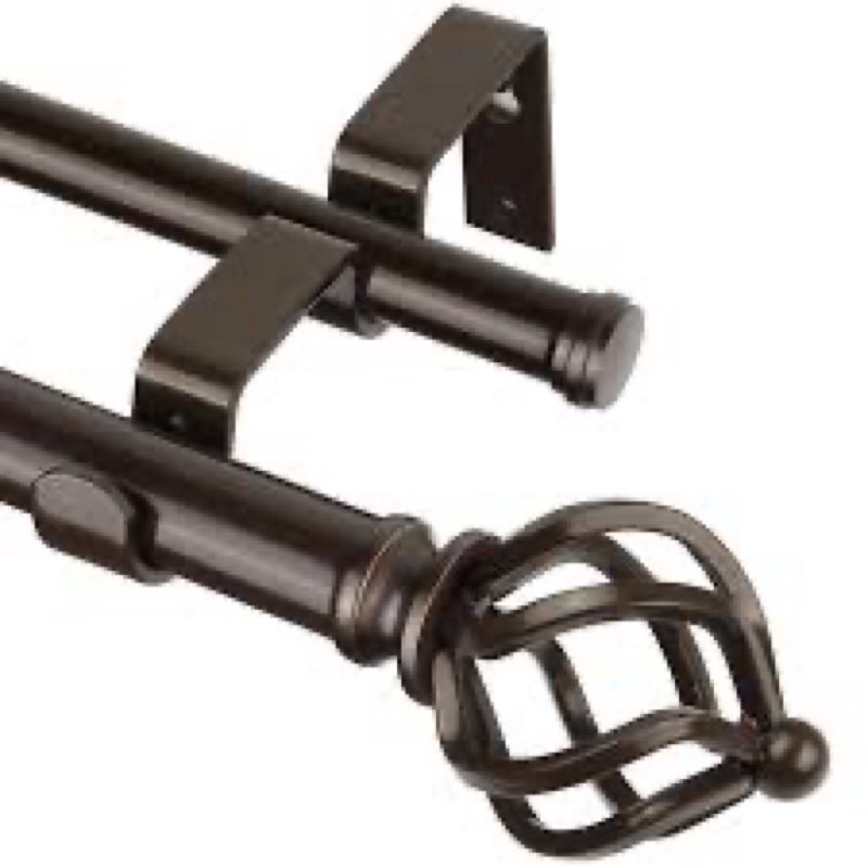 KAMANINA Double Curtain Rod 36 to 72 Inches (3-6 Feet) Antique Bronze Curtain Rods for Windows, 7/8 