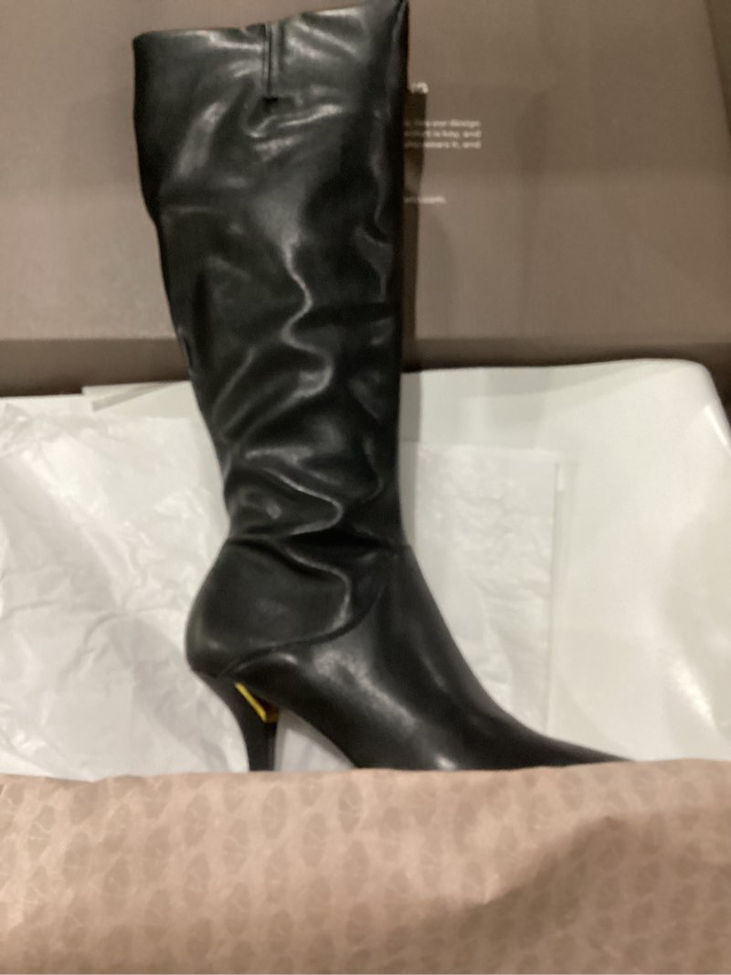 Franco Sarto Womens Lyla Pointed Toe Knee High Boots Black Wide Calf Leather 6 M