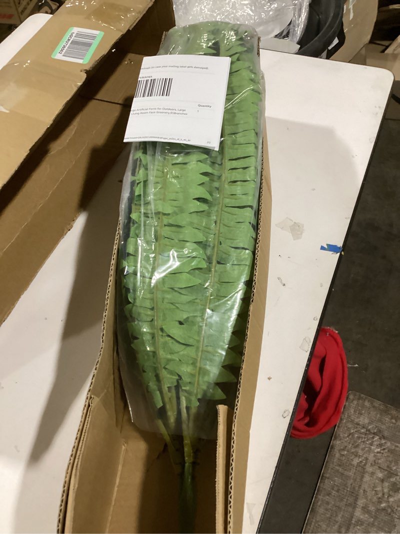 Condition photo showing New/Like New for Single Silky Artificial Boston Fern Bush, 49Inch Large Artificial Ferns for Outdoors, Large Faux Ferns Artificial Plants,Suitable for Decorating Office, Living Room Faux Greenery,95Branches