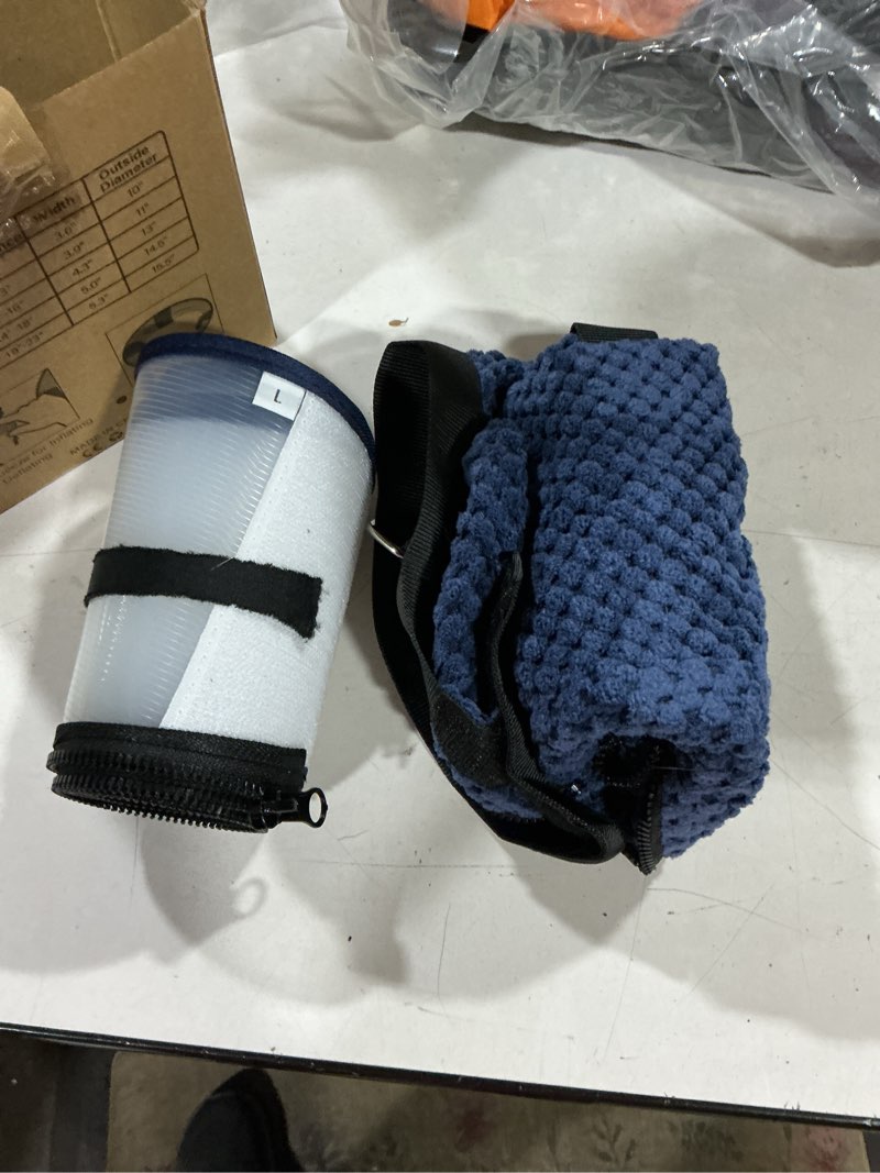 Condition photo showing Good Condition for supet raised inflatable dog cone alternative collars for after surgery, dog donut collar after surgery, soft pet cone for small medium large dogs to stop licking navy l(neck 12"-16")