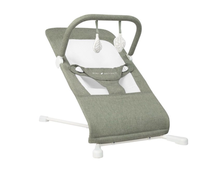 baby delight highland portable baby bouncer - sage tweed