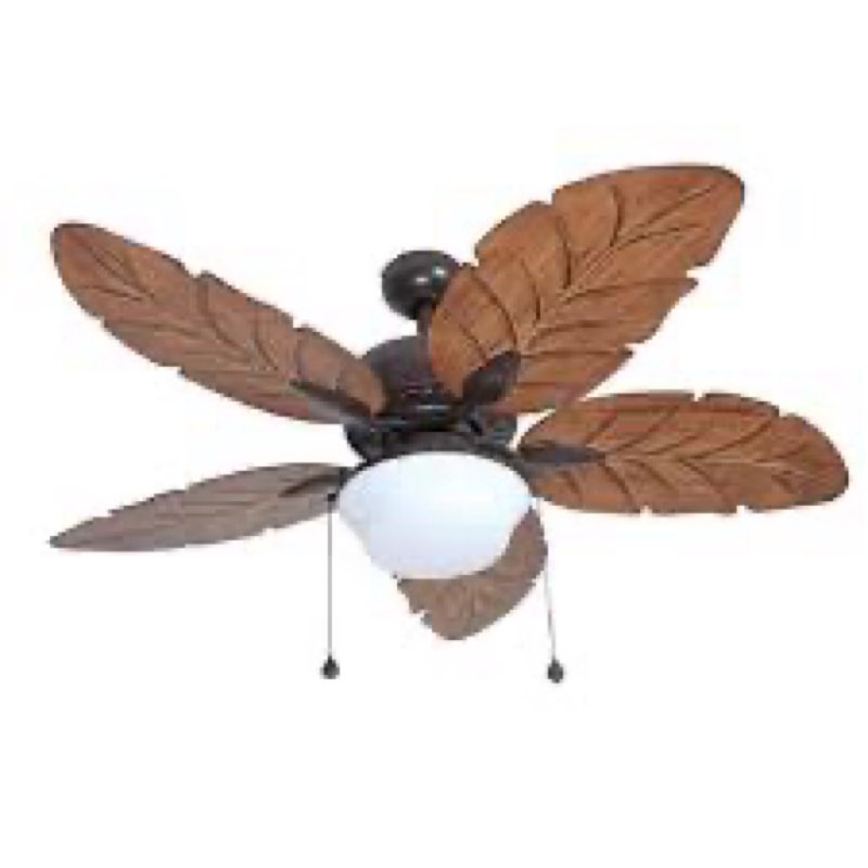 Outdoor 52" Ceiling Fan Tropical Palm Tree Leaf Nautical Coastal Patio Light Orb