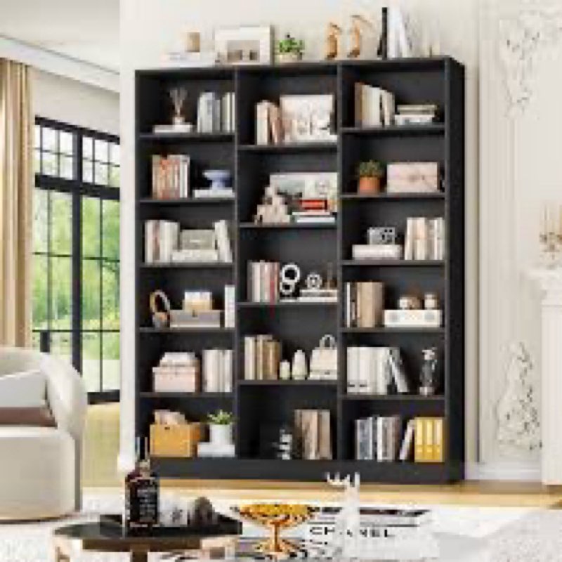 wakil 74"h x 59"w 6-tier large wood storage bookcase color: oak