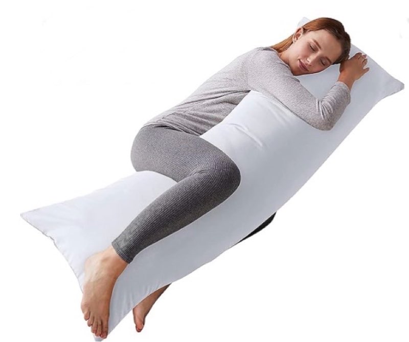 elnido queen body pillow with pillowcase - soft long bed pillow for adults - breathable full body pillow insert for sleeping, 20x54inches - white