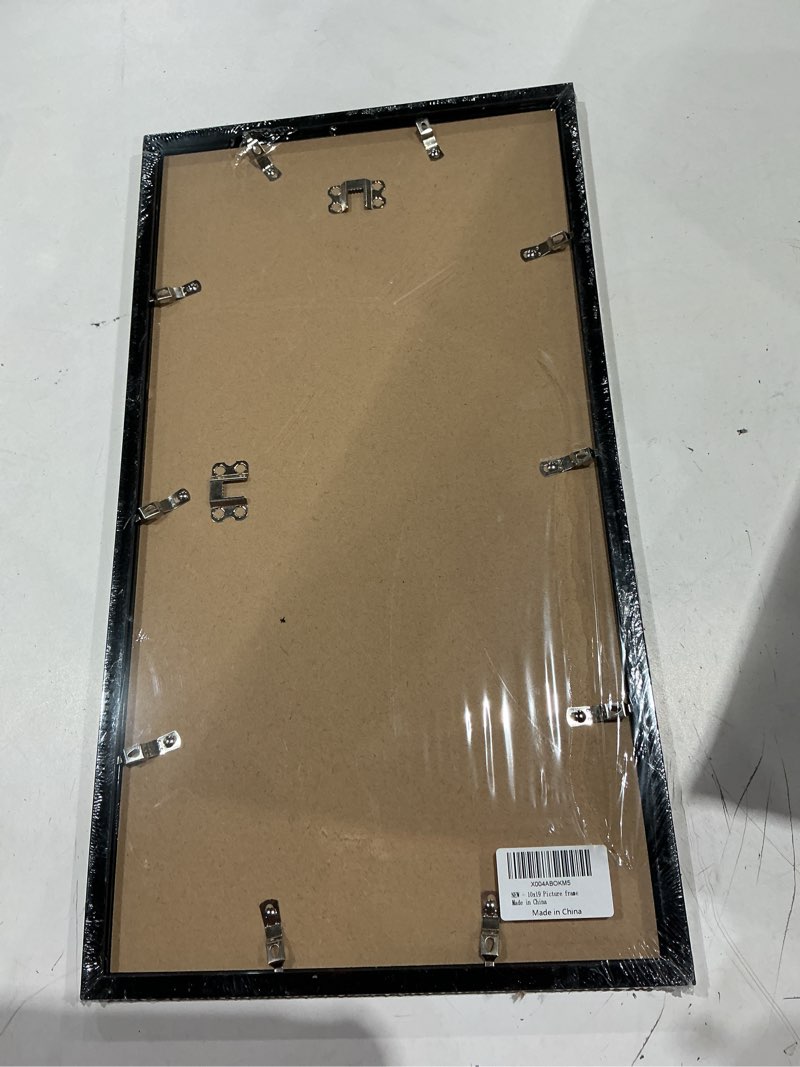 Condition photo showing Good Condition for hukonhep 10x19 black picture frames, photos frame with plexiglass, wall gallery photo frames, horizontal and vertical for wall mounting, home office decoration 10"x19"