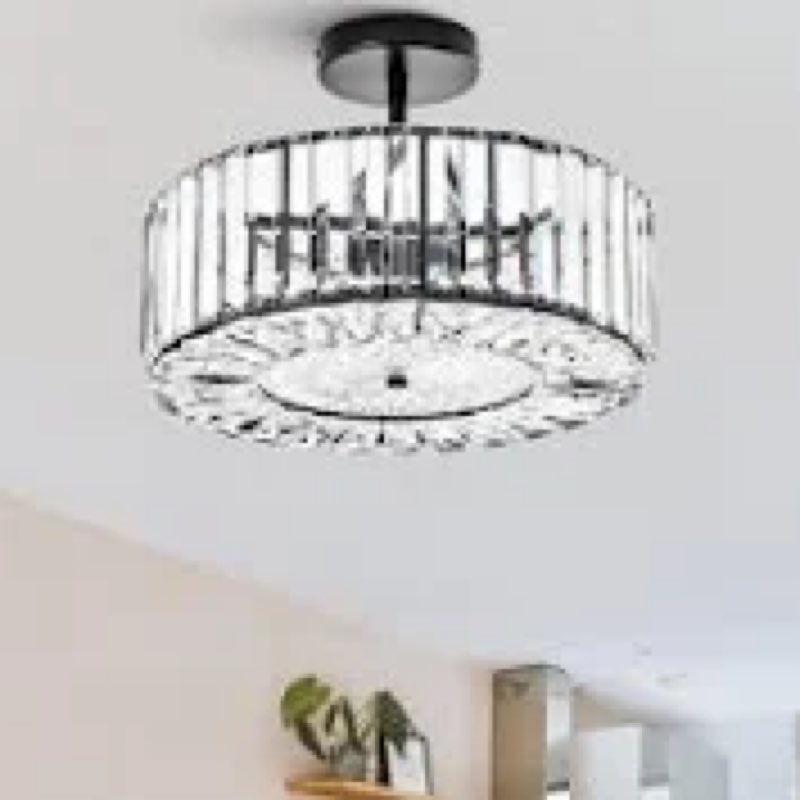 4-light crystal semi flush mount ceiling light
