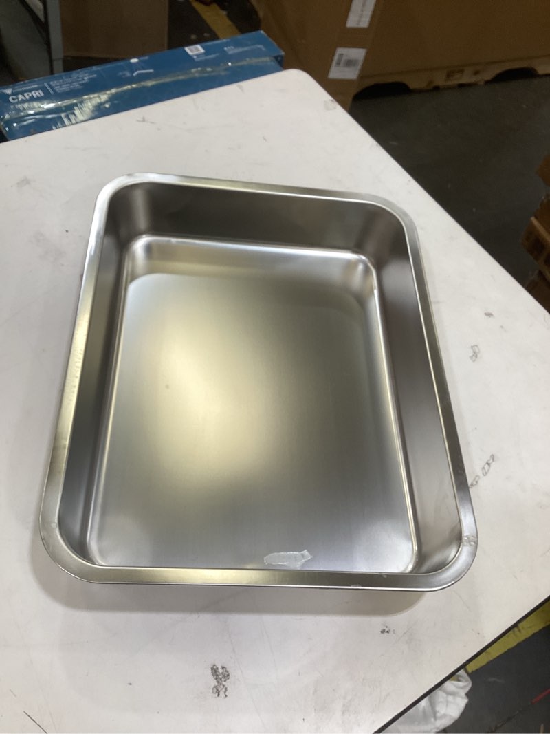 Condition photo showing Good Condition for low entry stainless steel cat litter box for kittens, metal kitty shallow litter box, easy access kitty litter pan tray, easy cleaning -17.72'' lx 13.78'' w x 2.76'' h 1 pack-17.72'' lx 13.78'' w x 2.76'' h