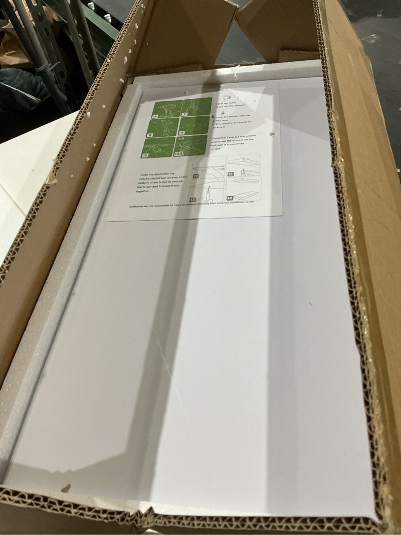 Condition photo showing Good Condition for floating shelves 24 x 12 x 2 inches set of 2,large wide panel hanging wall shelf for kitchen room,study room,bedroom,barthroom 24 inch white x2