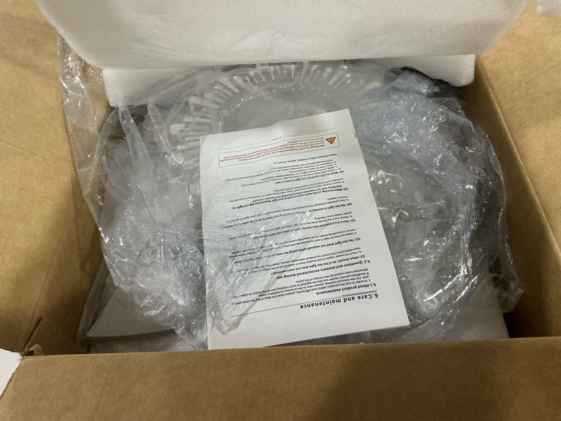 Condition photo showing As Is for low profile ceiling fan with lights,110v modern dimmable flower shape, remote control/app control,timing 6 gear speeds fan ceiling lamp. white