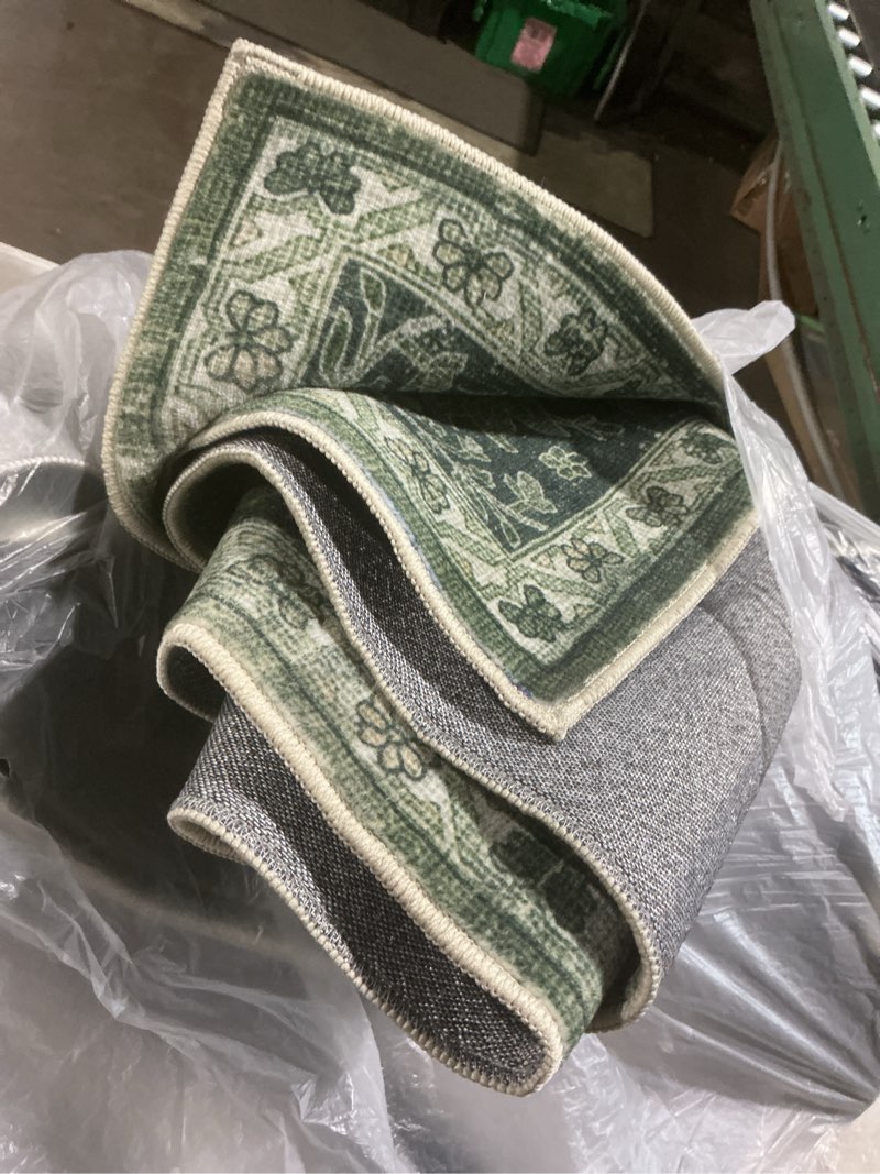 Condition photo showing Good Condition for living room rug 6x9, soft non slip low pile washable rug, boho modern area rug for bedroom, dining room, sage green 6' x 9' (rectangular) a-sage green