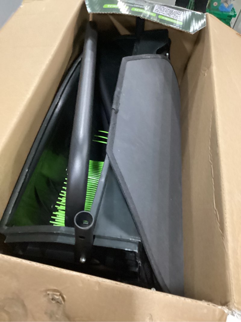 Condition photo showing As Is for Earthwise LSW70021 21-Inch Width Leaf & Grass Push Lawn Sweeper, Black