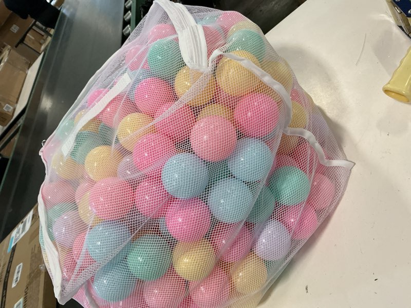 Condition photo showing Good Condition for Amazon Basics BPA Free Crush-Proof Plastic Ball, Pit Balls with Storage Bag, Toddlers Kids 12+ Months, Pack of 400 Balls, 6 Pastel Colors 400 Balls 6 Pastel Colors