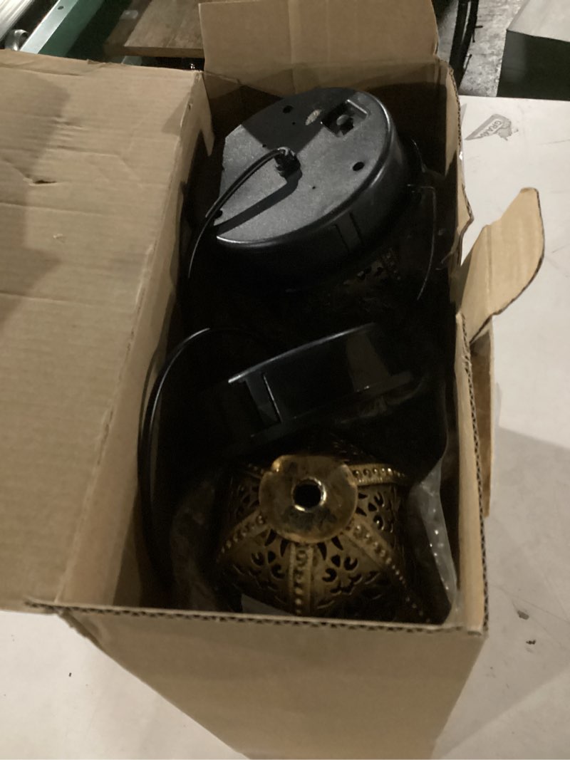 Condition photo showing As Is for Twinkya 2 Pack Hanging Solar Lights Outdoor Garden Decorative Solar Lantern Waterproof Metal Moroccan Outdoor Decorations for Patio Pathway Yard Porch Backyard Garden Decor (Gold, 2 Pack) 2pack Gold