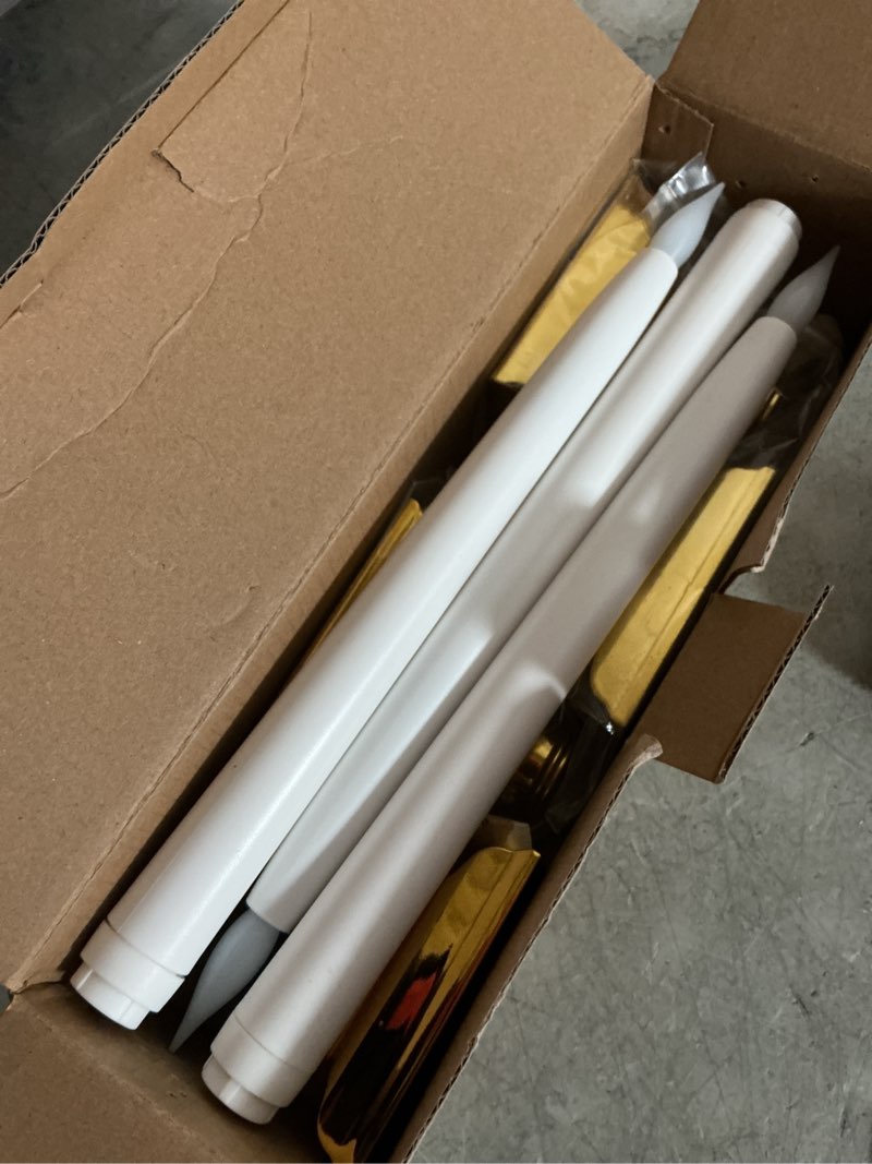 Condition photo showing As Is for suraielec 10.5'' battery window taper candles with timer, 3000k warm white, flameless led candle for christmas window, mantel, dining table, gloss gold, 4 pack (rechargeable battery not compatible) 10.5'' candle-3000k gold