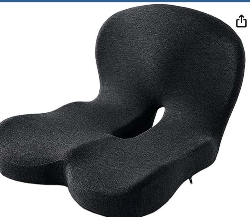 memory foam office chair cushion, l-shaped integrated seat cushions, chair seat cushion for lower back tailbone protection, lumbar support (dark gray)