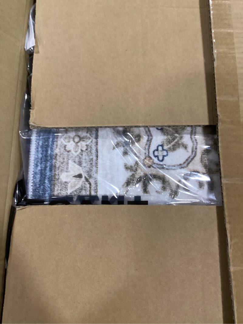 Condition photo showing Good Condition for WITSHOCK 8x10 Area Rugs for Living Room: Machine Washable - Non Slip Modern Abstract Rug for Bedroom Dining Room - Stain Resistant for Household - Pet Owners (Blue) Blue/Cream White/Light Ivory 8' x 10' (Rectangular)