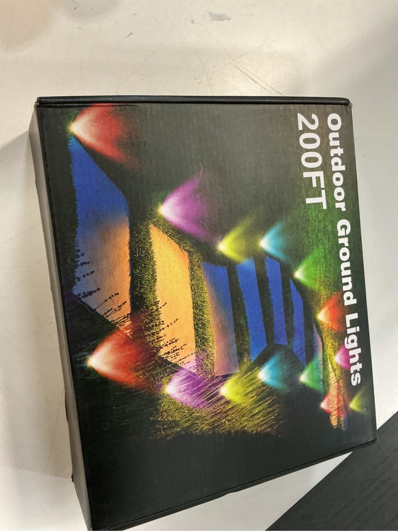 Condition photo showing New/Like New for RGB Outdoor Ground Lights, 200Ft Color Changing Pathway Lights with Remote & App Control, Waterproof Walkway Lighting, Wired for Garden Yard Lawn Patio Best for Holiday Party