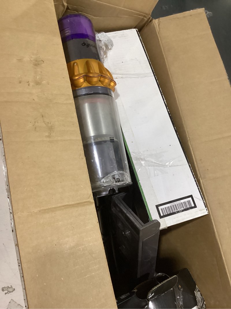 Condition photo showing As Is for dyson v15 detect cordless vacuum cleaner, yellow/nickel large yellow/nickel