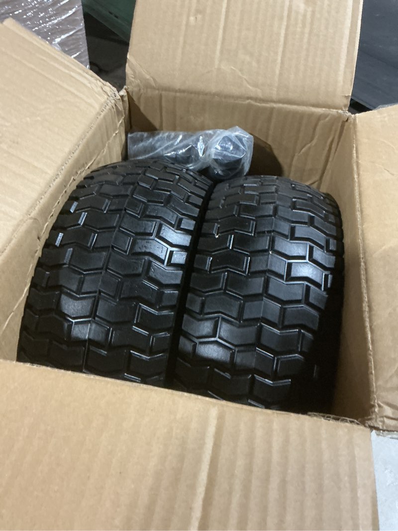 Condition photo showing Good Condition for 2 Pack, 13x5.00-6 Flat Free Lawn Mower Tire and Wheel, 13x5-6 Riding Lawnmower Tire with 3"-6" Centered Hub and 3/4" & 5/8" Bearings, Tractor Turf Tire Turf-Friendly, 2 Pack 13x5.00-6 Flat Free (Turf Tread)
