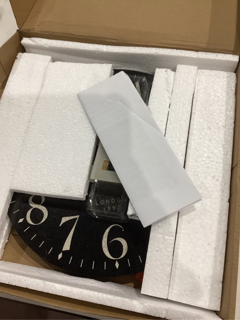 Condition photo showing Good Condition for NIKKY HOME Farmhouse Black Wall Clock - 12 Inch Quartz Battery Operated Vintage Wooden Decorative Silent Analog Clock for Kitchen, Living Room, Bedroom, Office