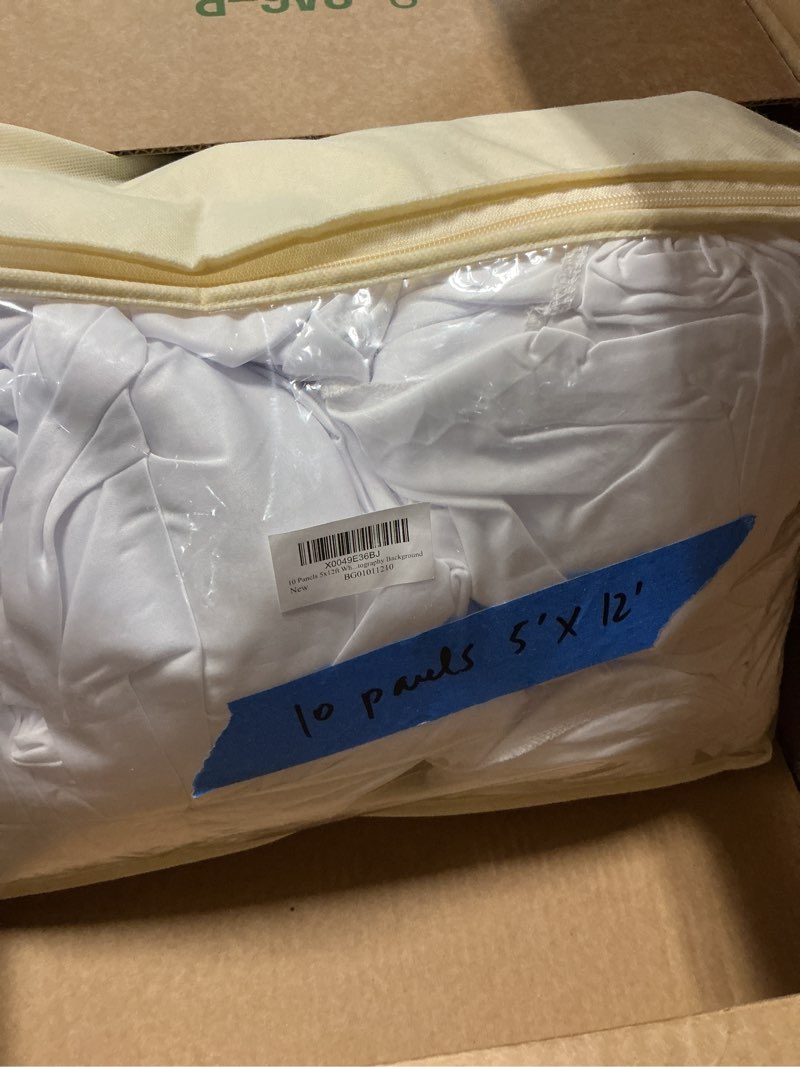 Condition photo showing New/Like New for 10 Panels 5x12ft White Backdrop Curtains for Wedding Parties, Wrinkle Free Polyester 12 ft Long Photo Backdrop Drapes Back Drop Cloth for Birthday Baby Shower Ceremony Photography Background 5ft(W)x12ft(H)_10 Panels White