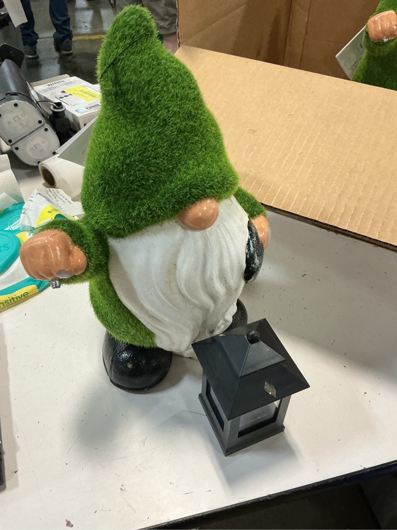 Condition photo showing As Is for  giftcraft 24" gnome statue with candle holder - large outdoor garden decor