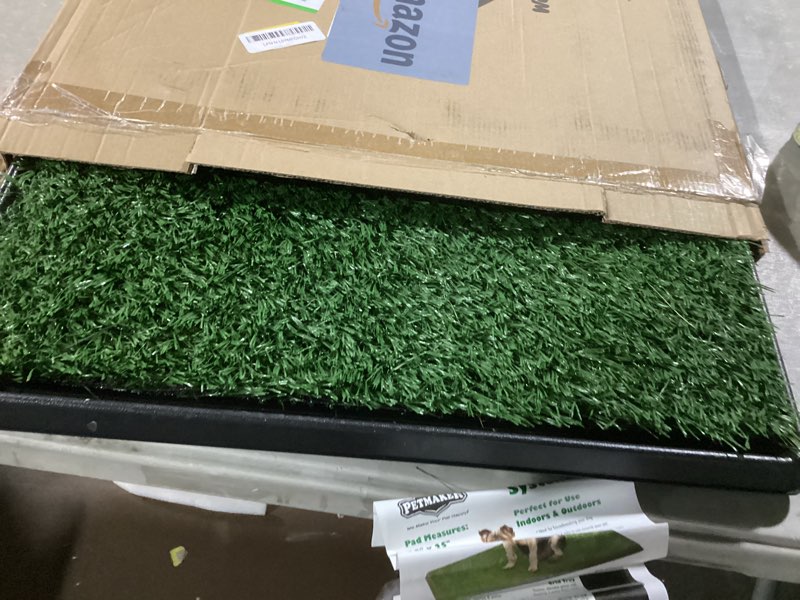 Condition photo showing Good Condition for Artificial Grass Puppy Pee Pad for Dogs and Small Pets - 20x25 Inch, Reusable 3-Layer Turf Pads for Dogs with Tray - Indoor and Outdoor Fake Grass Potty Pet Supplies by PETMAKER Medium 3-Layer System