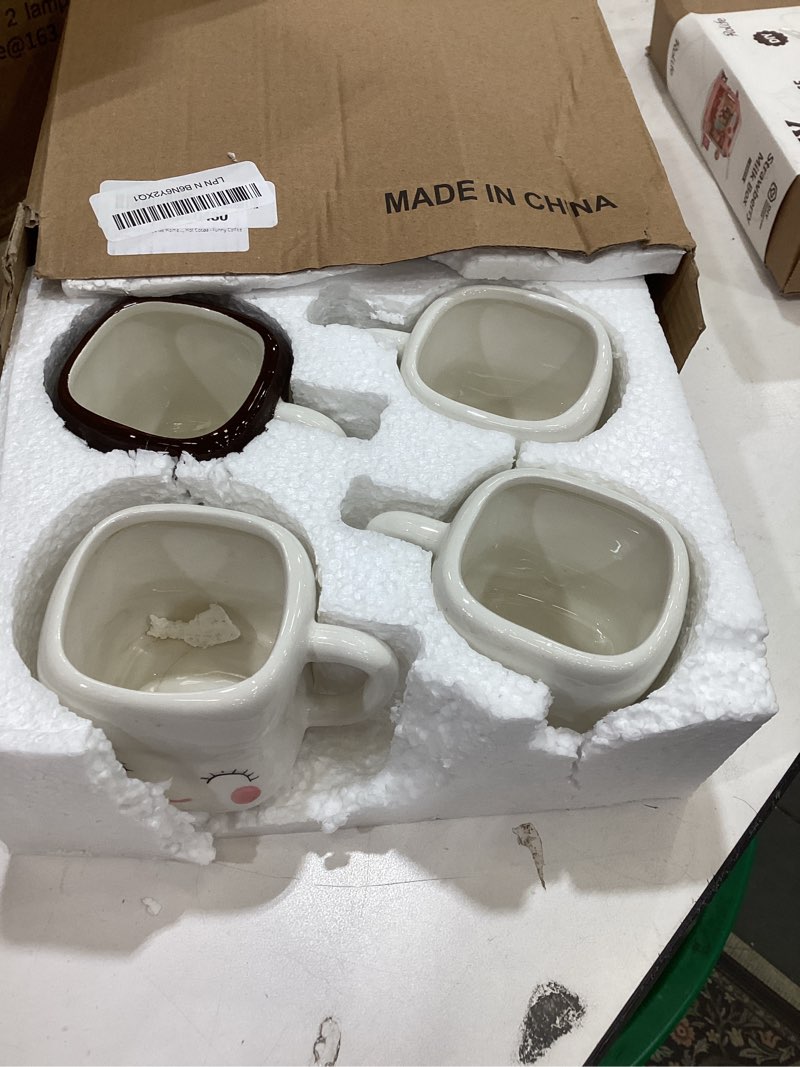 Condition photo showing Good Condition for ursa cute marshmallow hot chocolate mugs, ceramic set, cups for coffee, hot chocolate, hot cocoa - funny coffee