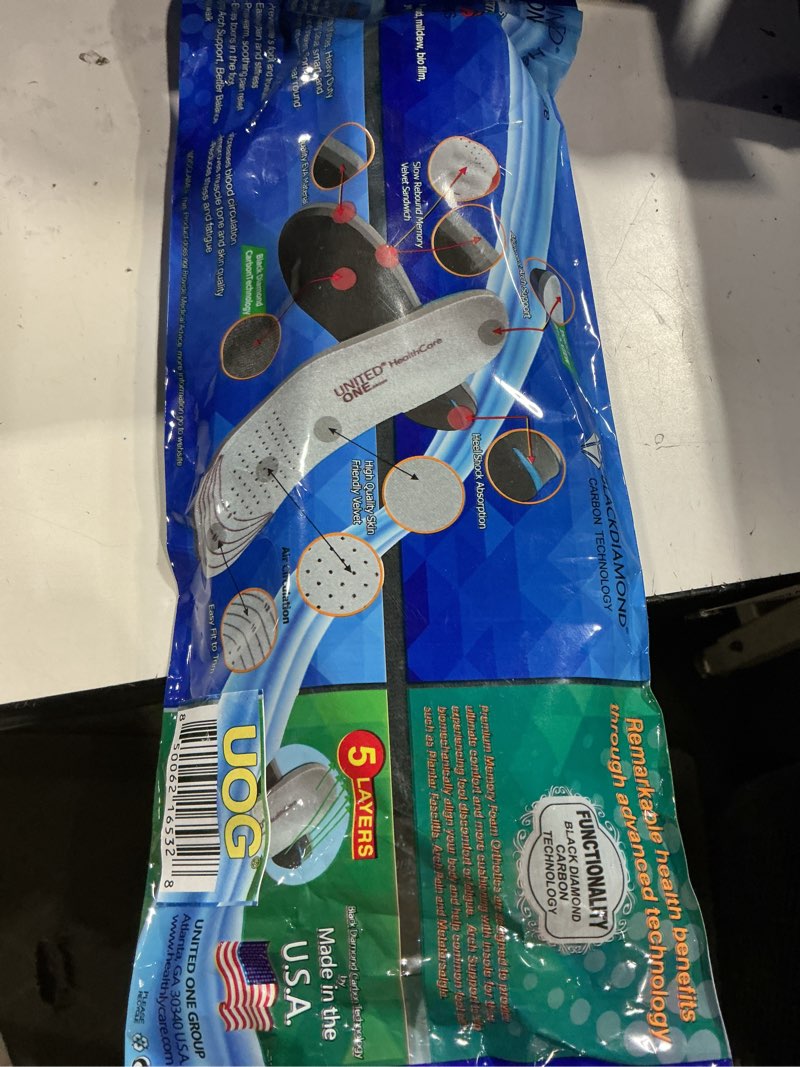 Condition photo showing New/Like New for ( Size M 4-6 W 5-8))UOG (United One) Memory Foam Insoles –Balance & Posture While You Walk. Pain Relief, Boosts Circulat