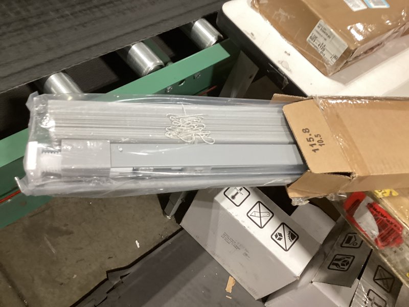 Condition photo showing New/Like New for Similar product grayLazBlinds No Tools-No Drill 1\" Aluminum Mini Blinds, Cordless Blinds for Indoor Windows, Light Filtering Horizontal Blinds and Shades for Window Size 17'' W x 64'' H, White No Drill-white 17'' W×64‘’ H