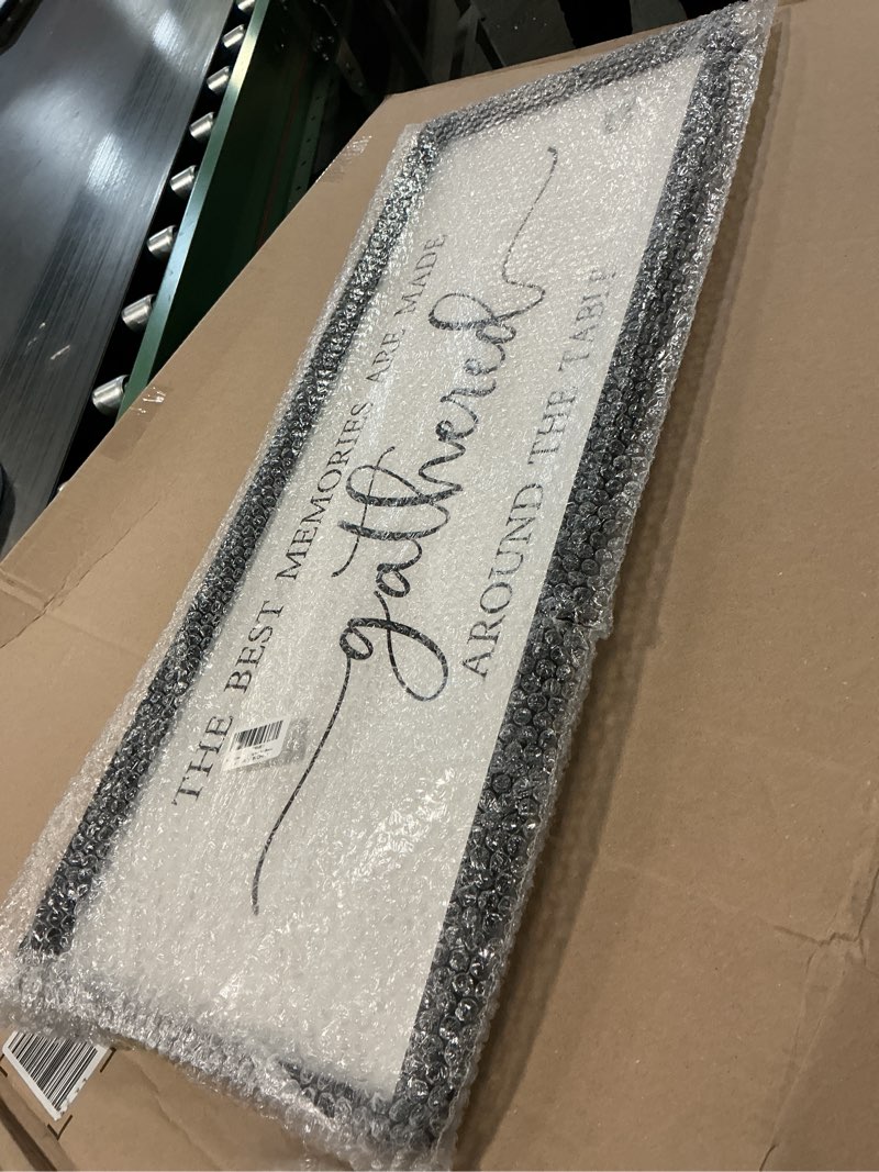 Condition photo showing Good Condition for The Best Memories Are Made Gathered Around The Table Wall Decor 32"x12" Large Rustic Farmhouse Dining Room Wood Framed Modren Signs Kitchen Home Simple Hanging Wall Art (Black) 32L" x 12W" The Best Memories Are Made Gathered Around The Table ?Black)