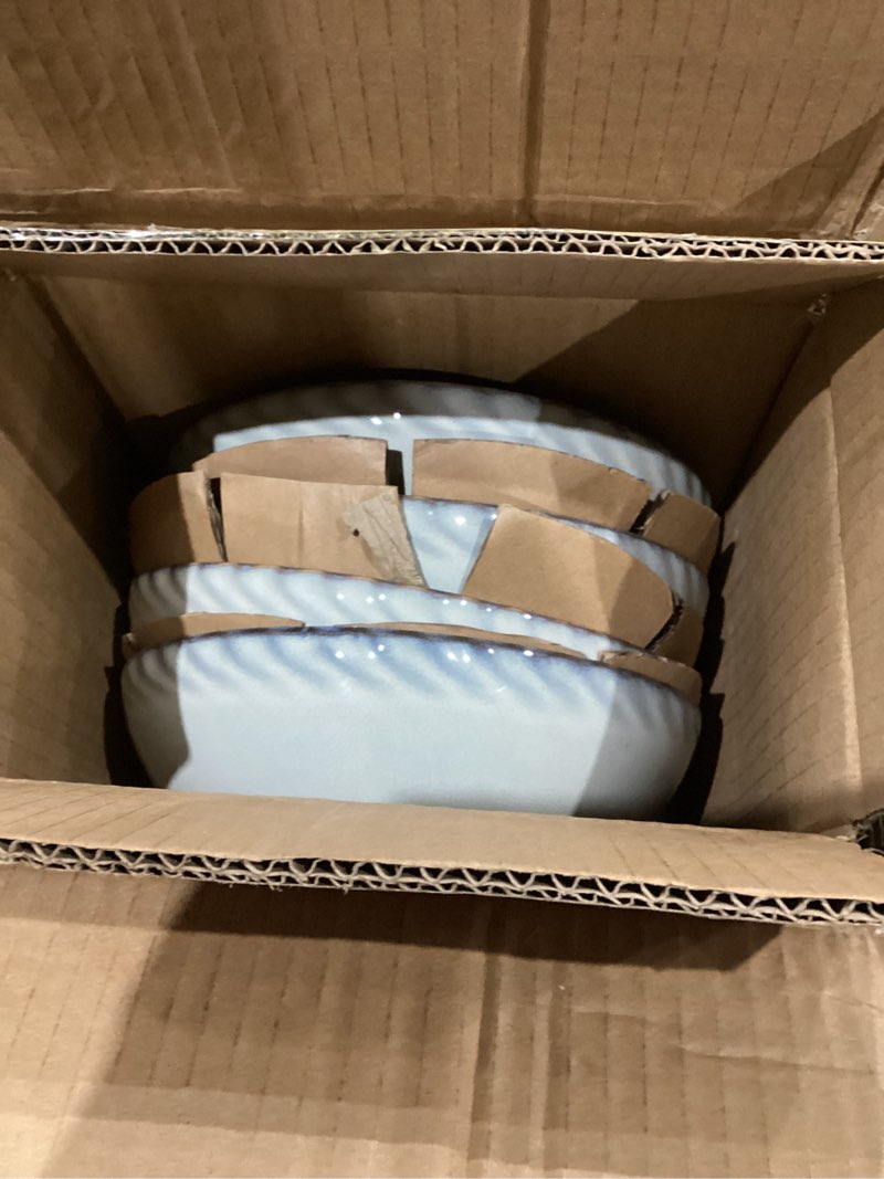Condition photo showing As Is for GBHOME 8.5'' Large Pasta Bowls, 38 Ounce Stoneware Salad Bowls for Kitchen, Ceramic Serving Bowls With Textured Pattern for Pasta,Fruit, Stews,Noodle, House-warming Gift,Set of 4 36oz Dolplin