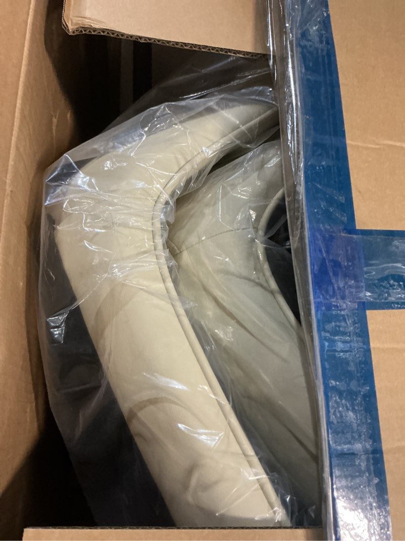 Condition photo showing Good Condition for YOUNUOKE Mid-Century Modern Dining Chairs Set of 2, Cream PU Leather Upholstered Kitchen Chairs with Cream Metal Legs, Armless Accent Chair for Dining Room, Guest Reception Room All Cream