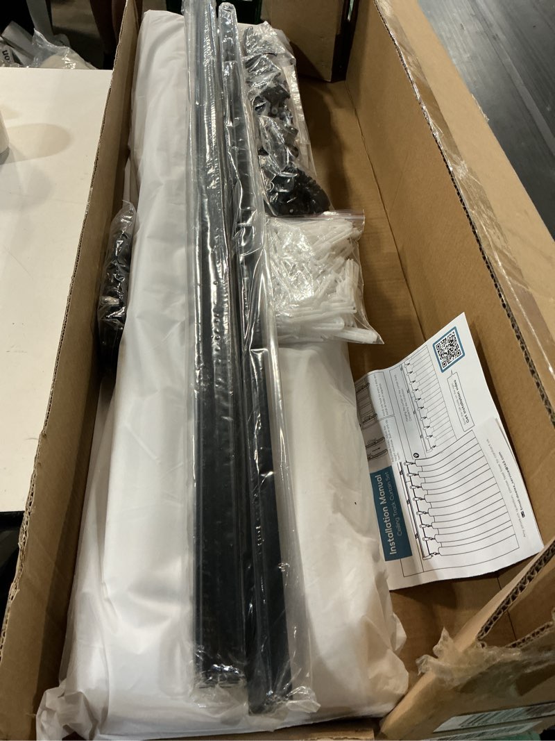 Condition photo showing New/Like New for room divider blackout curtains flexible sliding tracks sets ceiling mounted rod window curtain privacy separation for bedroom living rooms,1 panel gray white drape and black track set-w72xh84 in gray white 72"w x 84"l (pack of 1)