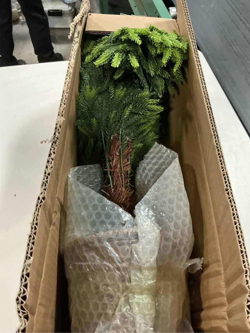 Condition photo showing New/Like New for 4.2 FT Real Touch Norfolk Pine Christmas Tree - Christmas Decorations - Artificial Shrubs Fake Potted Plants Faux Bushes for Christmas Decorations Outdoor Indoor Home Front Porch Decor