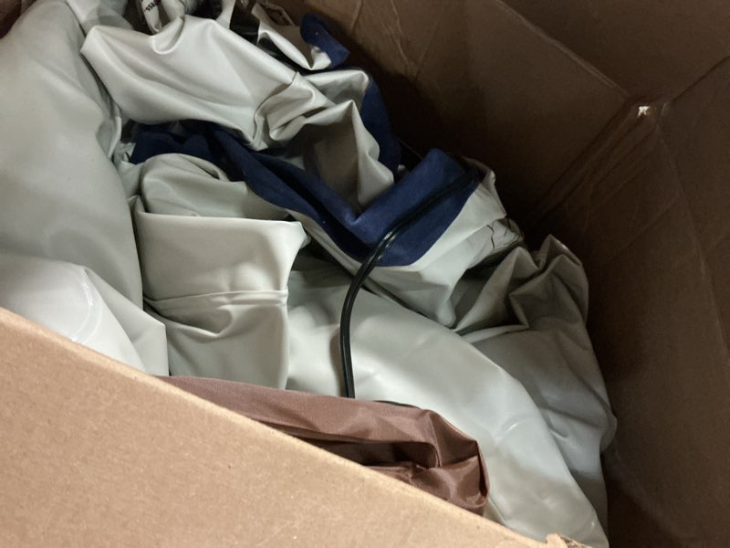 Condition photo showing As Is for Queen Air Mattress with Built in Pump Luxurious Comfort Raised Inflatable Mattress Queen Airbed Blow Up Mattress for Home and Guests Air Bed 2 Mins Fast Inflate/Deflate 660 lbs Max 13" Blue & White Queen