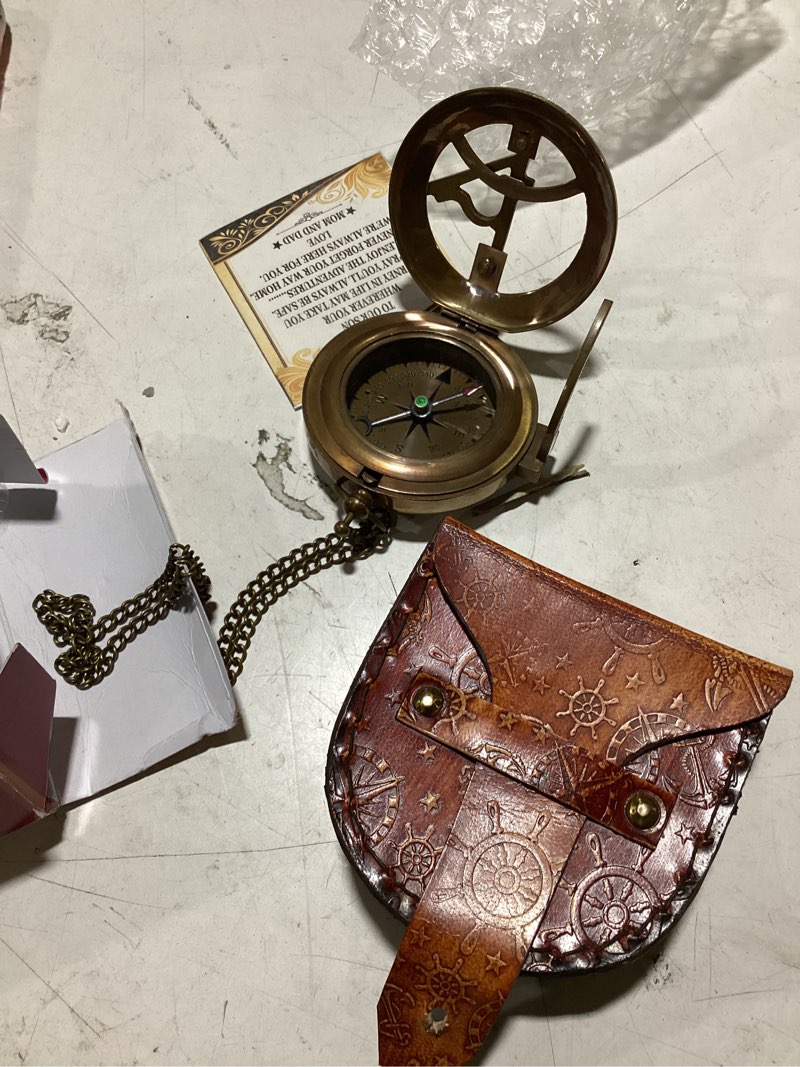 Condition photo showing Good Condition for woanin personalized compass,gift for husband,son,to my man, to our son,to my fiancé,dad,boyfriend,for customized compass (our son- mom and dad) brass finish