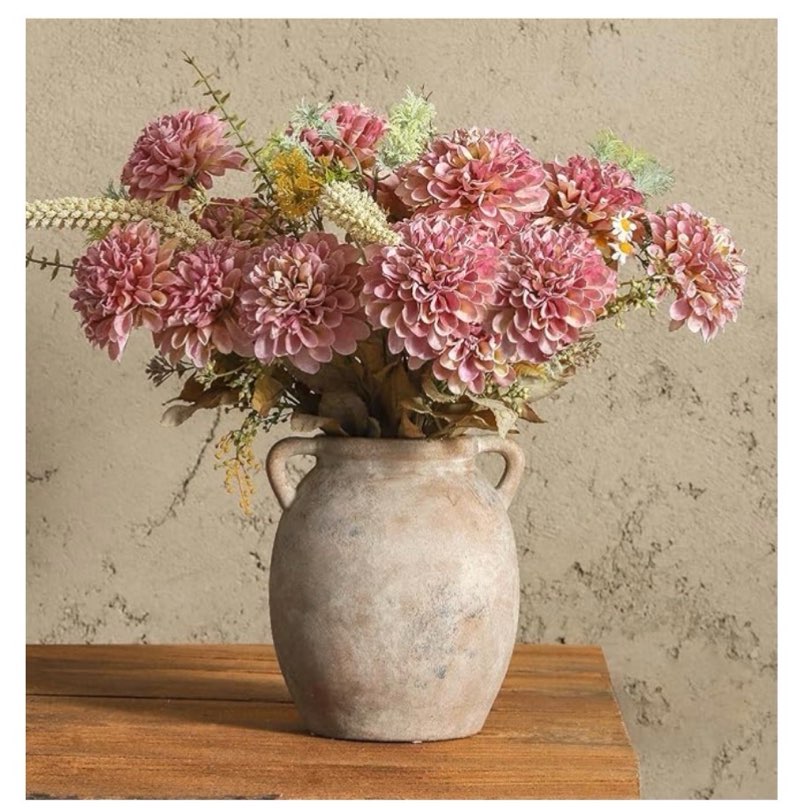 Dobbyby Ceramic Flower Vase 7.6 inch Farmhouse Rustic Vase Decorative Pottery Terracotta Vases for H