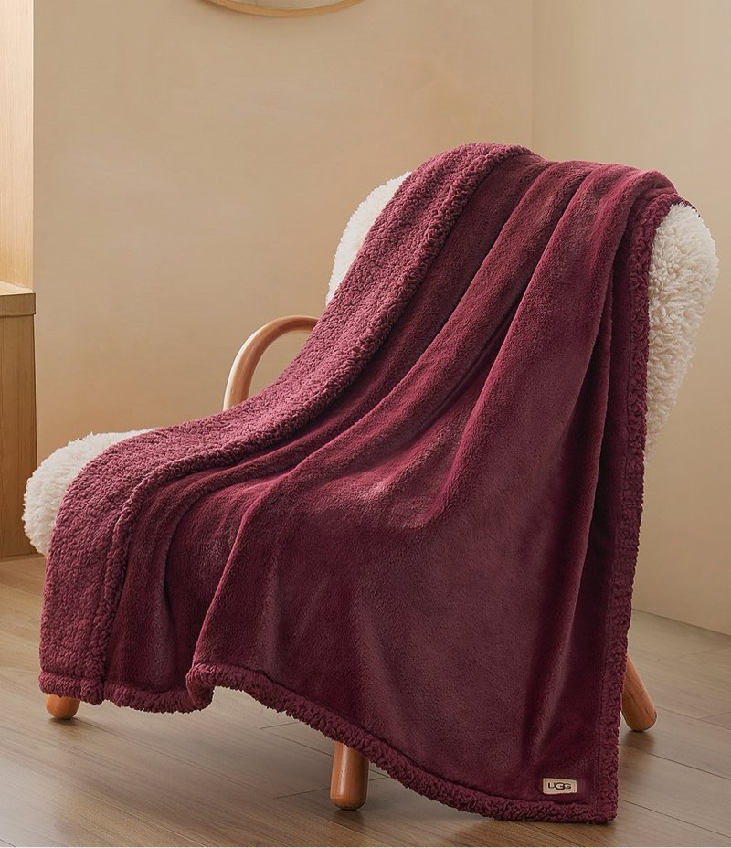 UGG Coco Plush Throw Blanket – Cozy Soft Fleece Heavy Blanket for Couch, Bed or Chair, Housewarming Gift for Women, Bedroom or Living Room Decor, 50" x 70" (Dusty Orchid, Throw) Dusty Orchid Throw